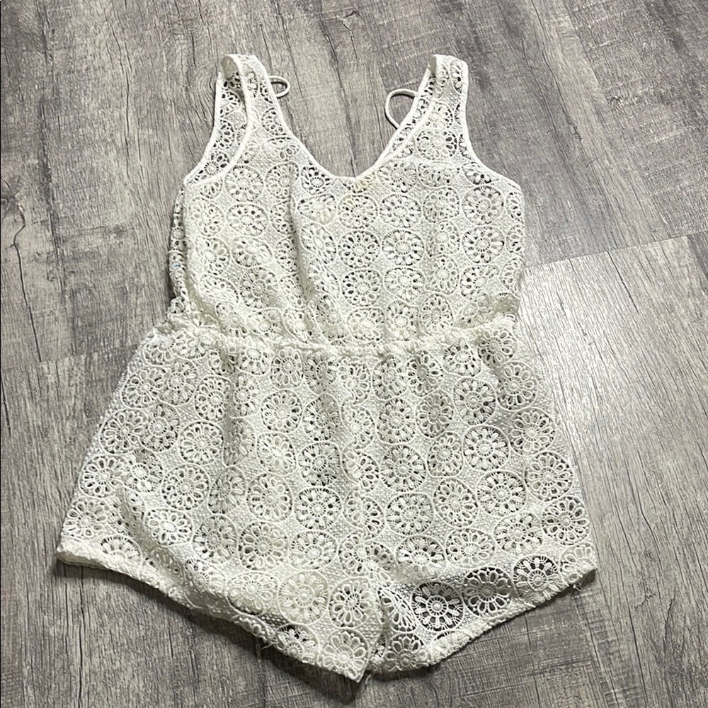 Hollister Embroidered White Swim Cover Up Romper